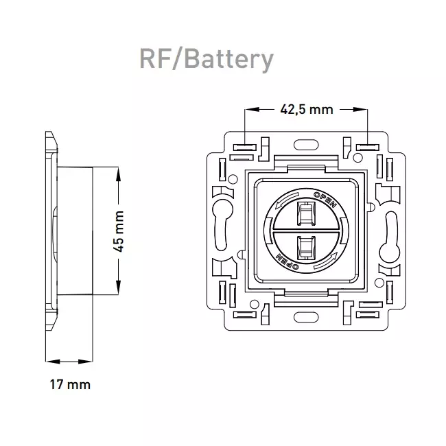 Interruptor de control Duco RF/BAT negro