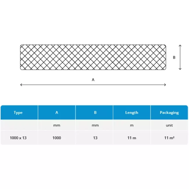 Aislamiento autoadhesivo 13 mm de grosor - 1 m ancho - Capacidad del paquete 11m2