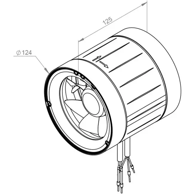 Ventilador de tubo 125mm flujo mixto ETAMASTER - EM 125 EC 01