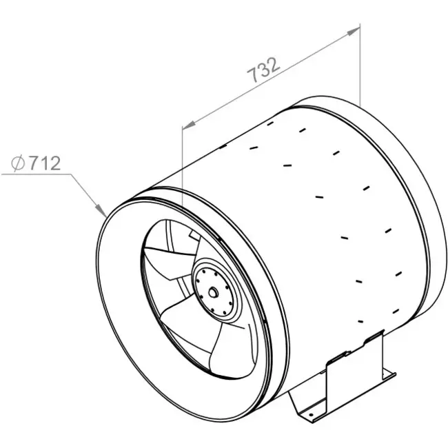 Extractor circular en línea Ruck Etaline D con control de frecuencia 23140m³/h diámetro 710 mm - EL 710 D4 02