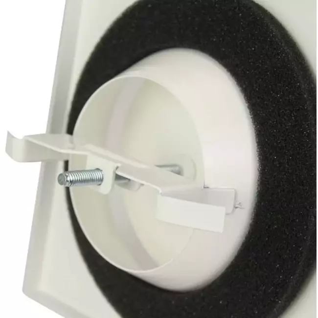 Válvula de extracción de ventilación metálica cuadrada Ø 100 mm blanco con muelles de sujeción - DVSQ100