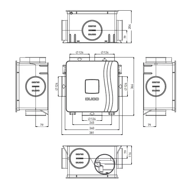 DucoBox Reno 325 m³/h - tapón de seguridad