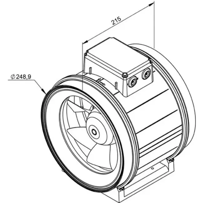 Extractor circular en línea Ruck ETAMASTER con motor EC 1780m³/h - Ø 250 mm + potenciómetro de control 10 kO