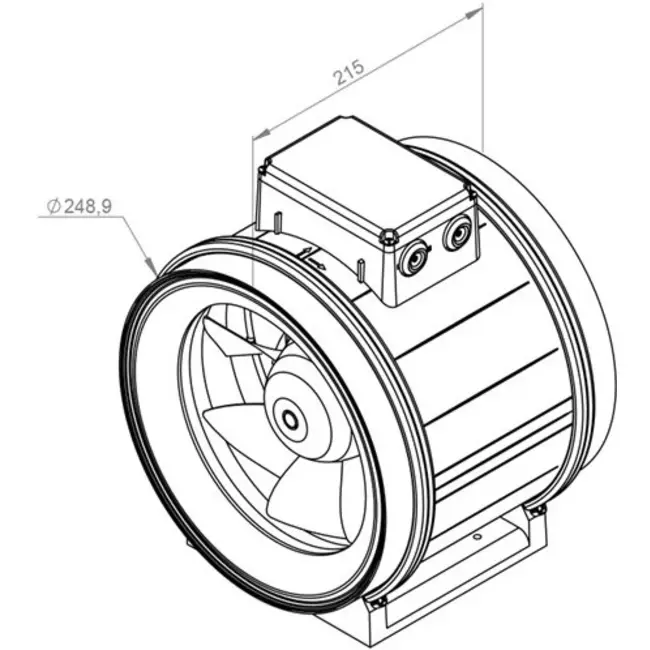 Extractor circular en línea Ruck ETAMASTER con motor EC 2175m³/h - Ø 250 mm + potenciómetro de control 10 kO
