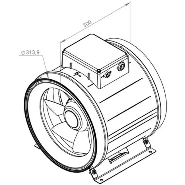 Extractor circular en línea Ruck ETAMASTER con motor EC 2960m³/h - Ø 315 mm + potenciómetro de control 10 kO