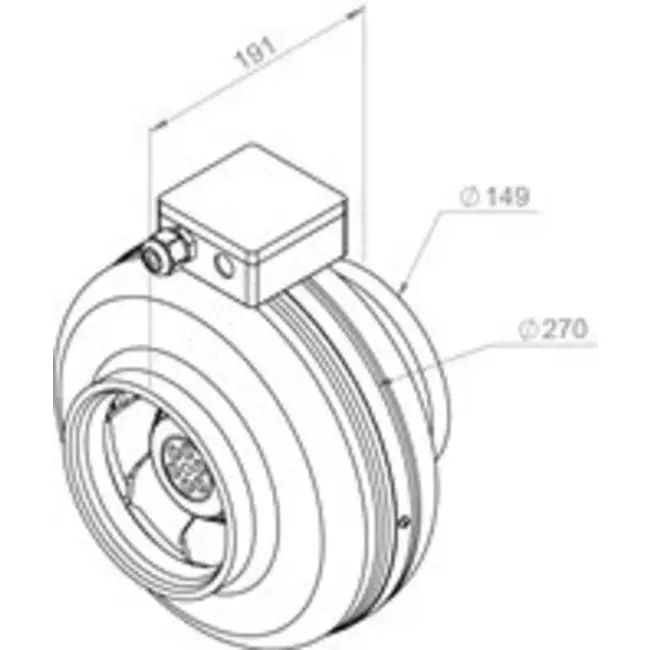 Extractor circular en línea Ruck 440m³/h - Ø 150 mm + regulador electrónico continuo 1,0 A