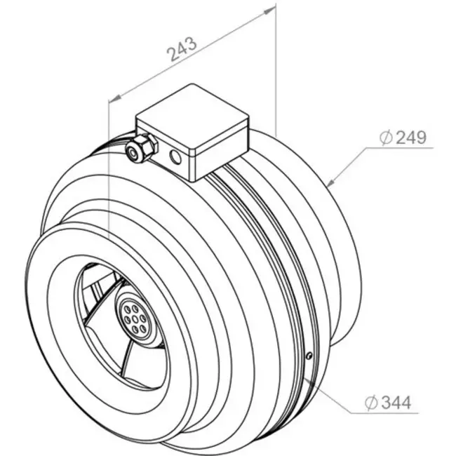 Extractor circular en línea Ruck 1090m³/h – Ø 250 mm + control variable electrónico 1,0 A