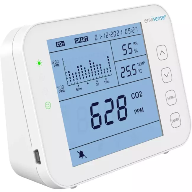 Medidor de CO2 EnviSense con registrador de datos - incluye panel de control digital