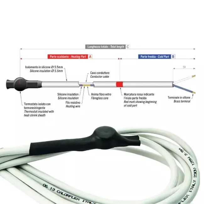 Termocable CalorFlex con termostato 200 vatios, 5 metros