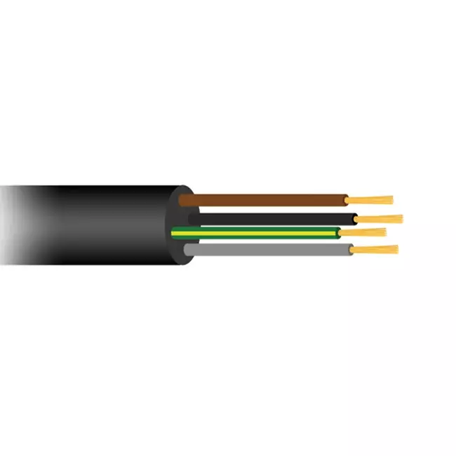 Cable flexible de caucho negro 4 x 1,5 para uso en exteriores, rollo de 50 metros