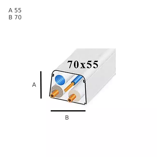Climaplus conducto aire acondicionado 1,5m conducto 70x55mm RAL 9010 BLANCO