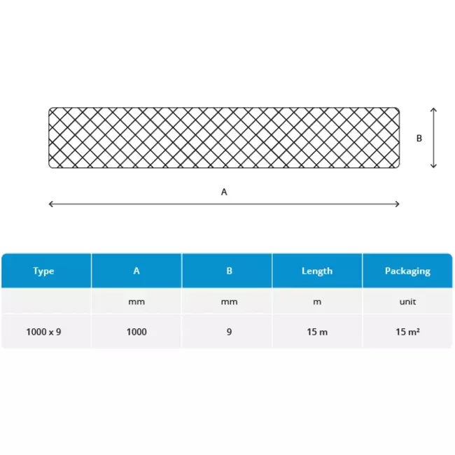 Aislamiento autoadhesivo 9 mm de grosor - 1 m ancho - Capacidad del paquete 15 m2