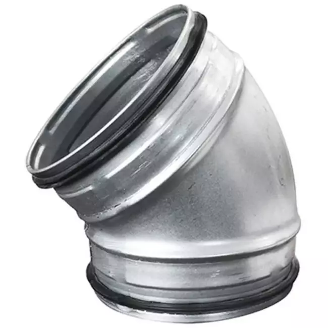 Codo helicoidal corto y redondo 45º Ø 100 mm para tubos helicoidales