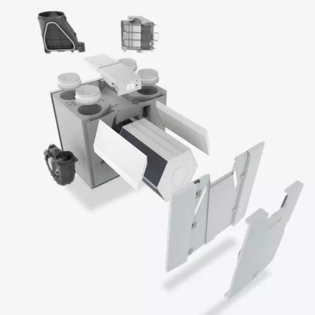Unidad de pared Ubbink Ventilación mecánica con recuperación de calor Ubiflux Vigor W400 2/2 derecha