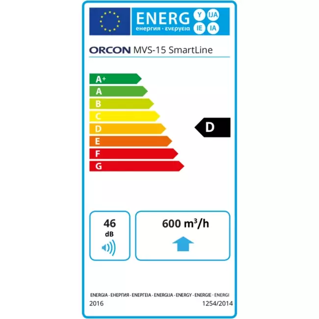 Orcon MVS-15RH 550 m³/h + sensor de humedad - enchufe de seguridad