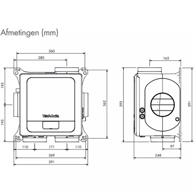 Vent-Axia Multihome AEP advance Paquete 368 m³/h Bluetooth + sensor de humedad + batería de control RFT + 4 válvulas - enchufe euro