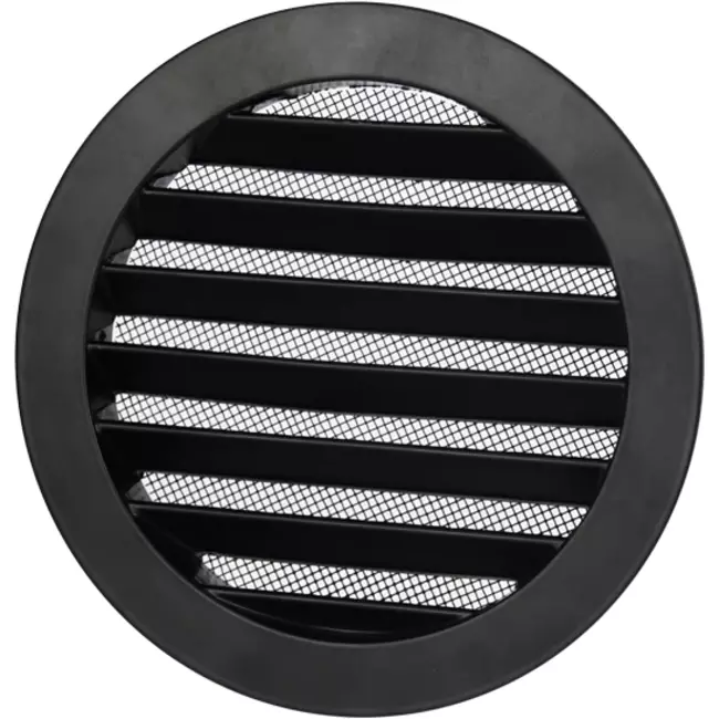 Rejilla de pared exterior de aluminio redonda Ø 100 mm - NEGRO