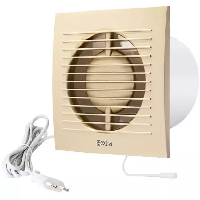 Extractor de baño Ø 100 mm dorado con interruptor de cuerda y enchufe - EE100WPG