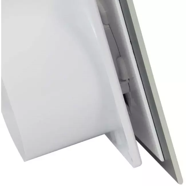 Extractor de baño de Ø 100 mm con temporizador y retardo de encendido - frontal de cristal en plata satinada