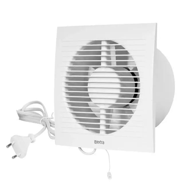 Extractor de baño Ø 125 mm blanco con interruptor de cuerda y enchufe - EE125WP