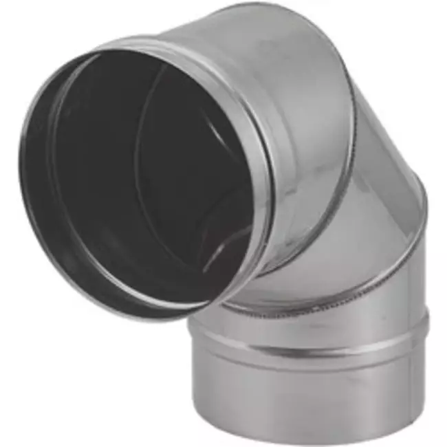 Tubo de estufa Ø 180 mm acero inoxidable pared simple curvatura 90º