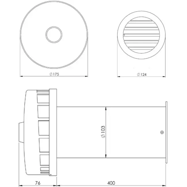 Pasamuros de ventilación aislado para ventilación natural Ø100 mm SPK2-100