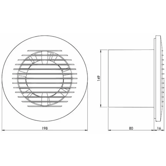 Extractor de baño redondo Ø 150 mm blanco - básico EA150
