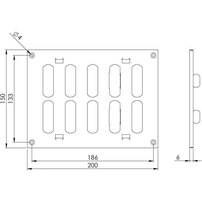 Rejilla metálica ajustable 200x150 blanco - MR2015R - RAL9016