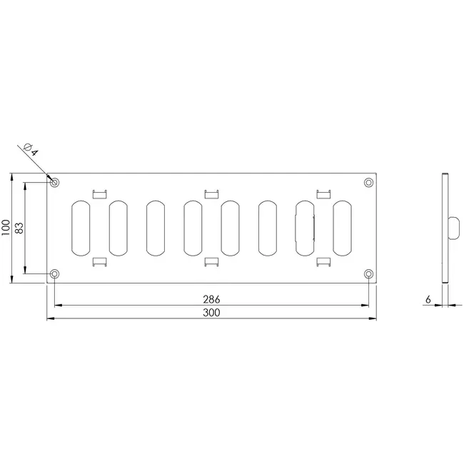Rejilla metálica rectangular ajustable 300x100 blanco - MR3010R - RAL9016