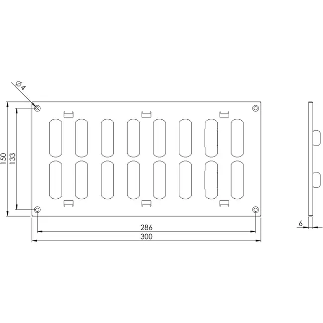 Rejilla metálica ajustable 300x150 mm blanco - MR3015R - RAL9016