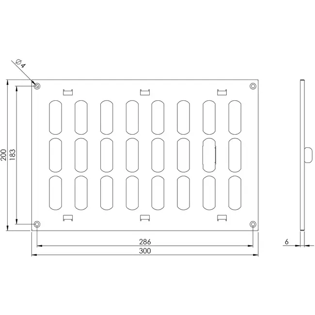 Rejilla metálica ajustable 300x200 galvanizada - MR3020RZn