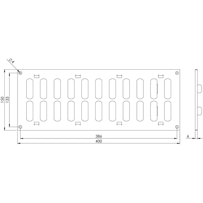 Rejilla metálica ajustable 400x150 galvanizada - MR4015RZn