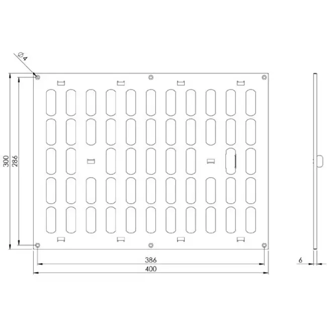 Rejilla metálica ajustable 400x300 blanco - MR4030R - RAL9016