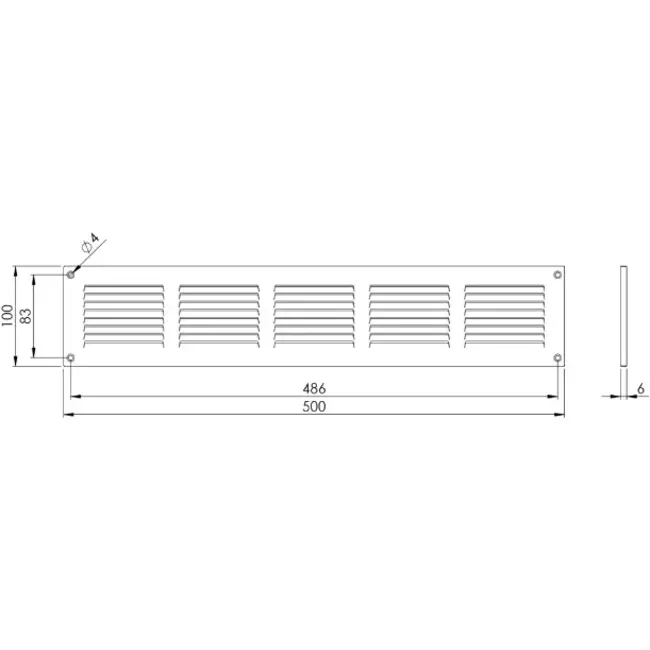 Ranura metálica rectangular 500x100 zinc - MR5010ZN