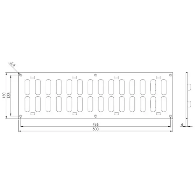 Rejilla metálica ajustable 500x150 negro - MR5015RM - RAL9005