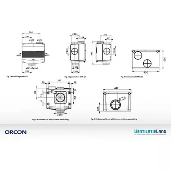 Orcon MVS-15RH CO2B 550 m³/h + sensor de humedad + sensor de control de CO2 - enchufe de seguridad