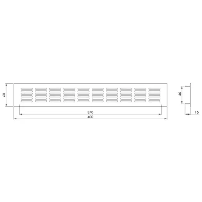 Rejilla de zócalo de aluminio - blanco L=400mm x H=60mm -RA640