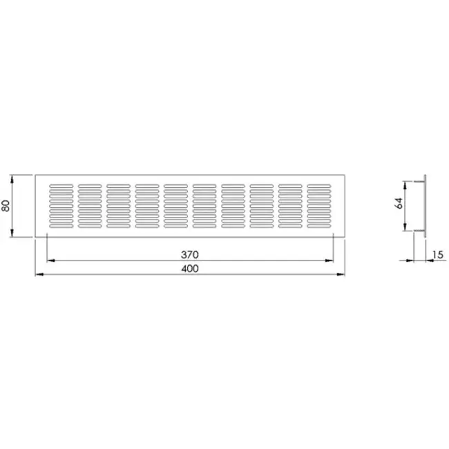 Rejilla de zócalo de aluminio - negro L=400mm x H=68mm -RA840B