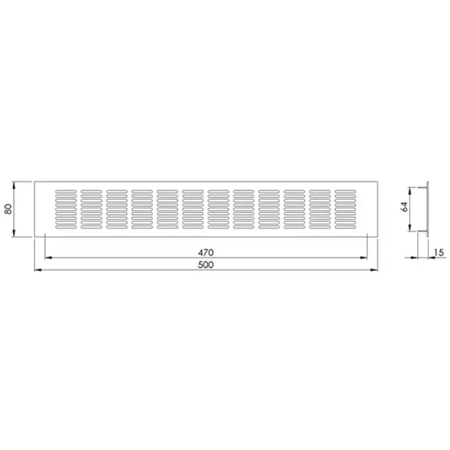 Rejilla de aluminio para zócalo - negro L=500mm x H=80mm -RA850B