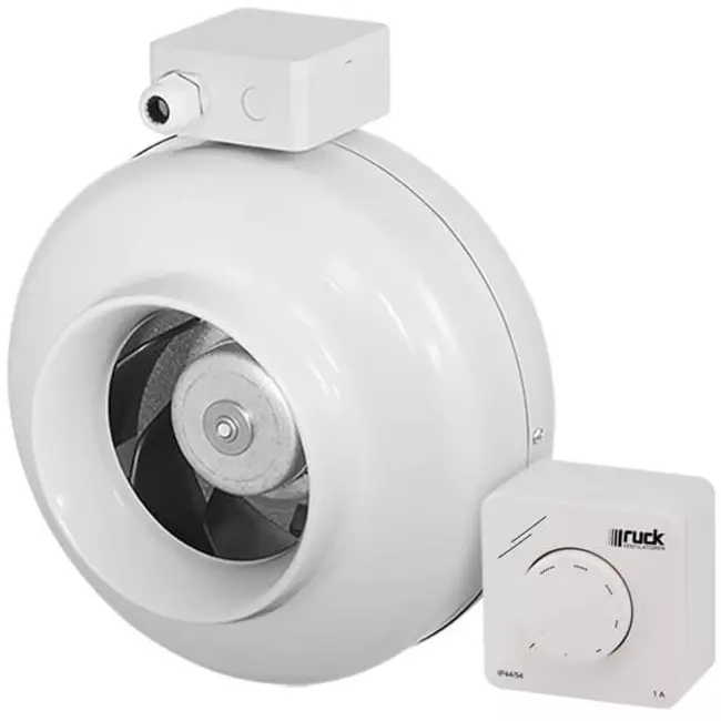 Extractor circular en línea Ruck 300m³/h - Ø 125 mm + regulador electrónico continuo 1,0 A