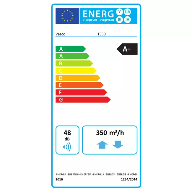 Unidad de VMC con recuperación de calor ventilación mecánica con recuperación de calor T350 Vasco - incluye receptor RF