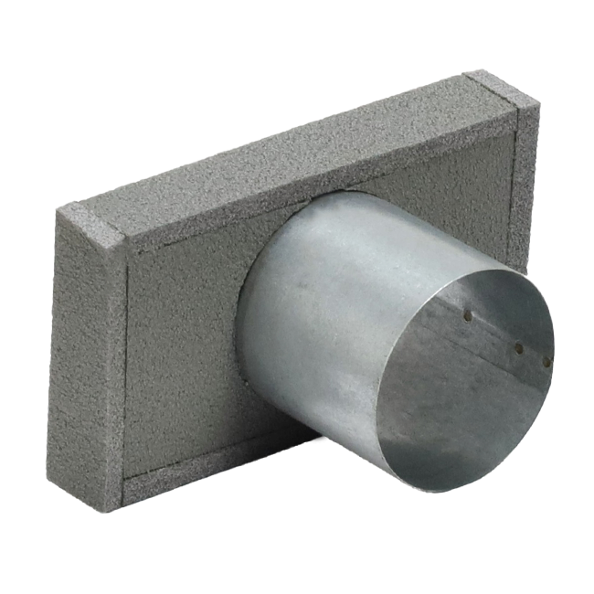 Tapa final de termoducto 220x80 mm con diámetro de conexión 80 mm