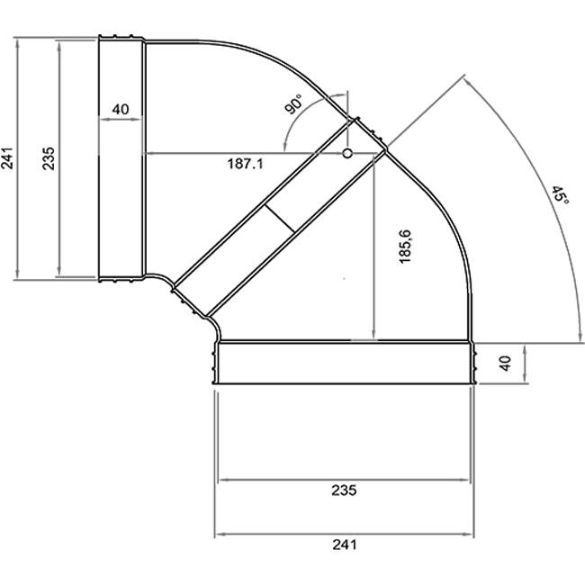 Wavin Ventiza Codo 90 grados PVC ovalado 235x80 mm horizontal M/M