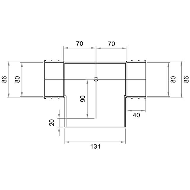 Wavin Ventiza Codo en T de PVC ovalado 195x90x70 mm por diámetro 125 mm M/M/M