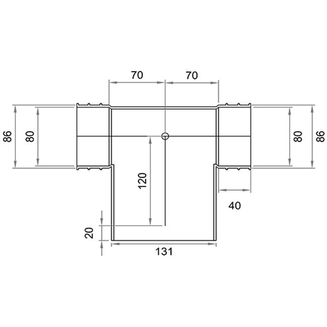 Wavin Ventiza Accesorio en T PVC ovalado 195x80x100 por diámetro 125 mm M/M/M