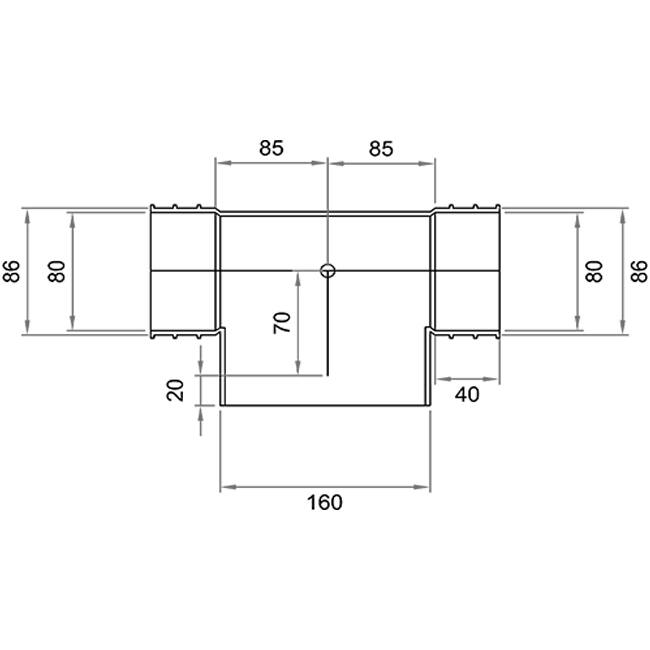 Wavin Ventiza Accesorio en T PVC ovalado 195x80 mm por diámetro 160 mm M/M/M