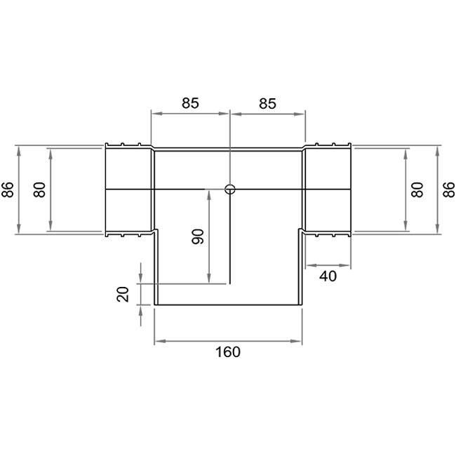 Wavin Ventiza Accesorio en T PVC ovalado 235x80 mm por diámetro 160 mm M/M/M