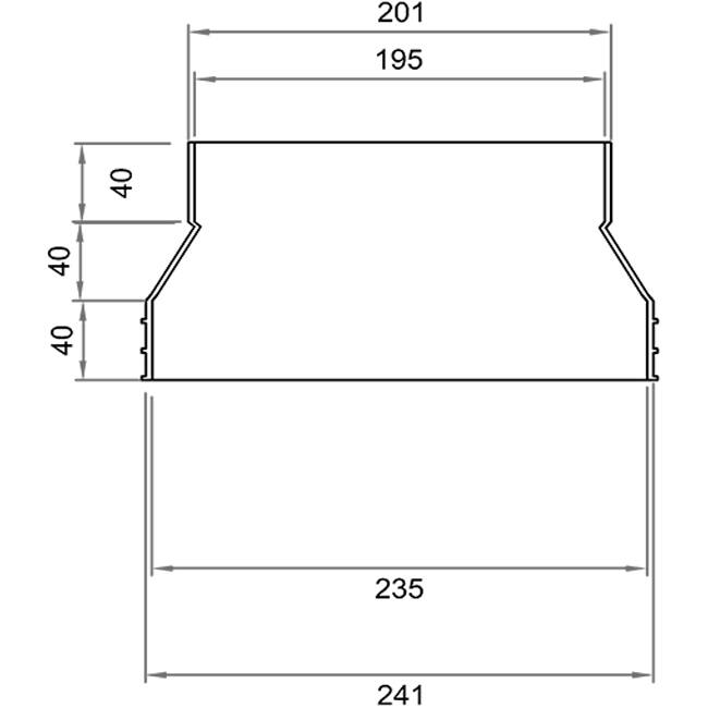 Wavin Ventiza Transición PVC ovalada 235x80 mm a 195x80 mm M/S