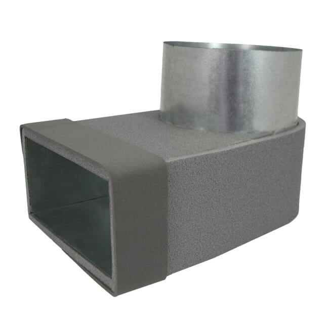 Termoducto lepe esquinero simple simétrico 220x80 mm a diámetro 150 mm