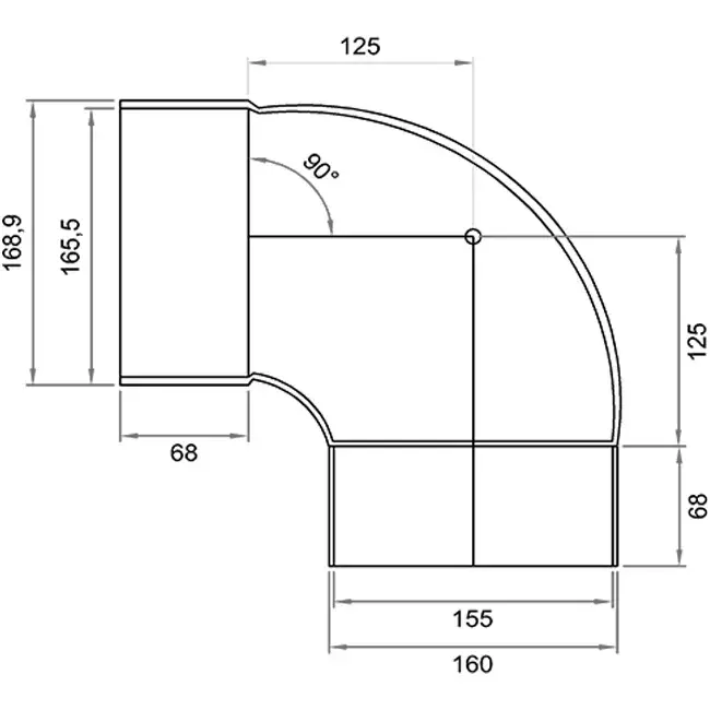 Wavin Ventiza curva 90 grados PVC redondo 160 mm M/S